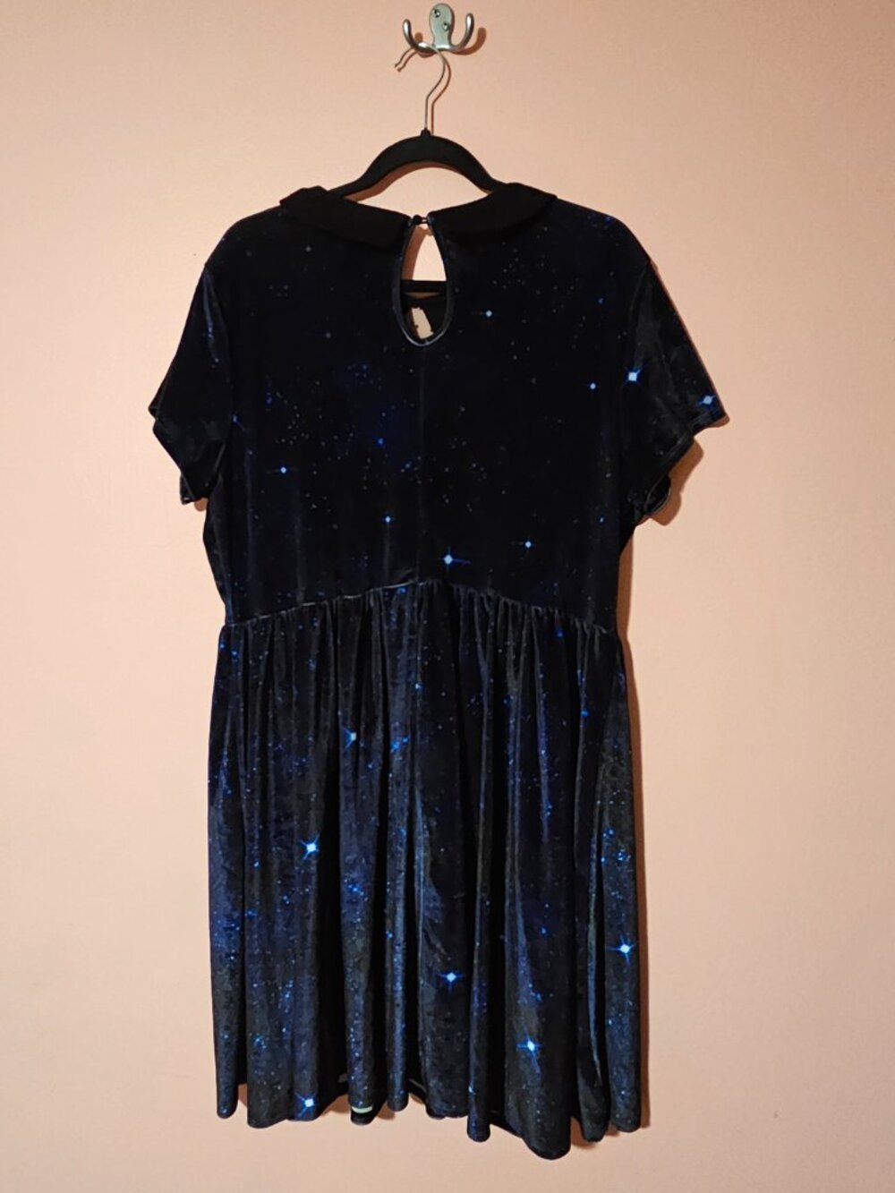 Torrid Doctor Who BBC Galaxy Blue TARDIS Velvet Dress Peter Pan Collar 2X - Picture 12 of 13